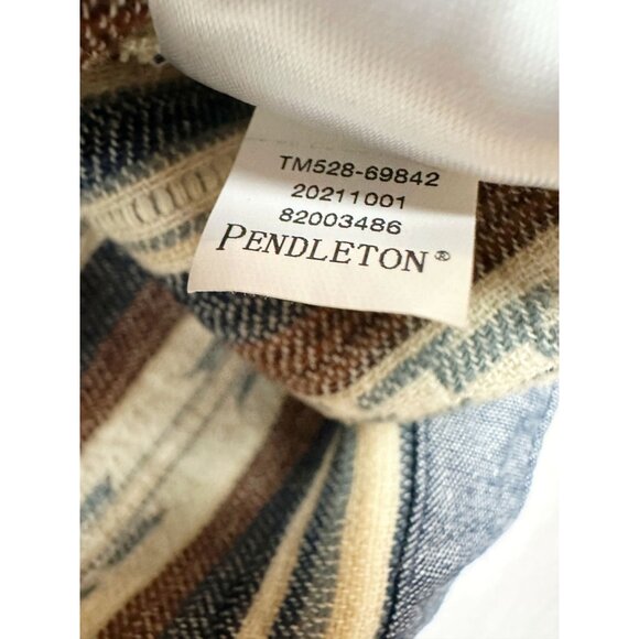 Pendleton Cream and Blue Striped Zip Up Sweater - Picture 11 of 11